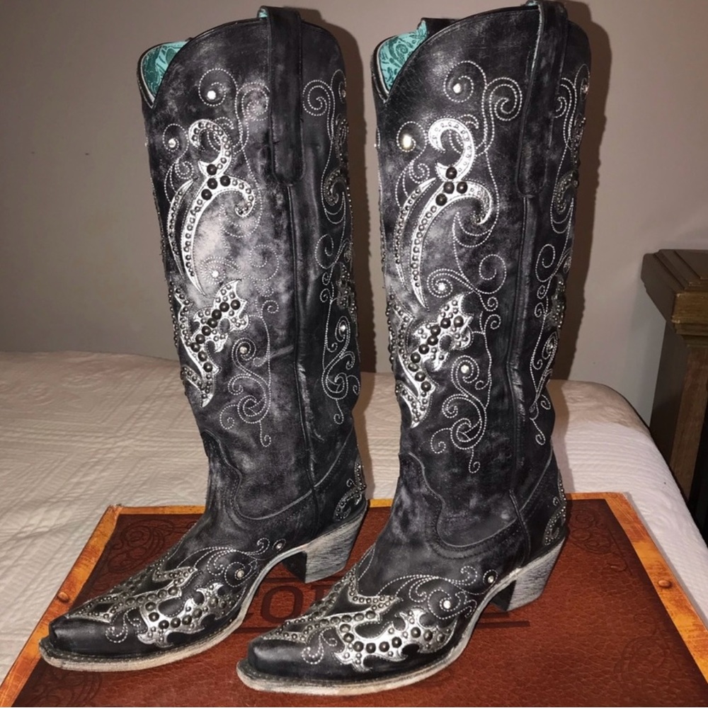 Corral boots Crystals Studs Charcoal Grey 9.5 M